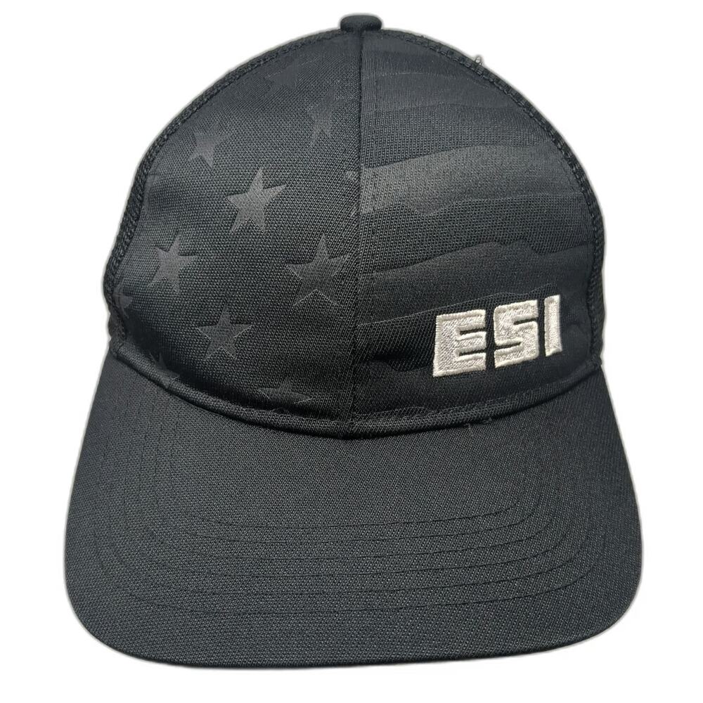 Outdoor Cap Trucker Hat Black One Size ESI American Flag Mesh Snapback Stars